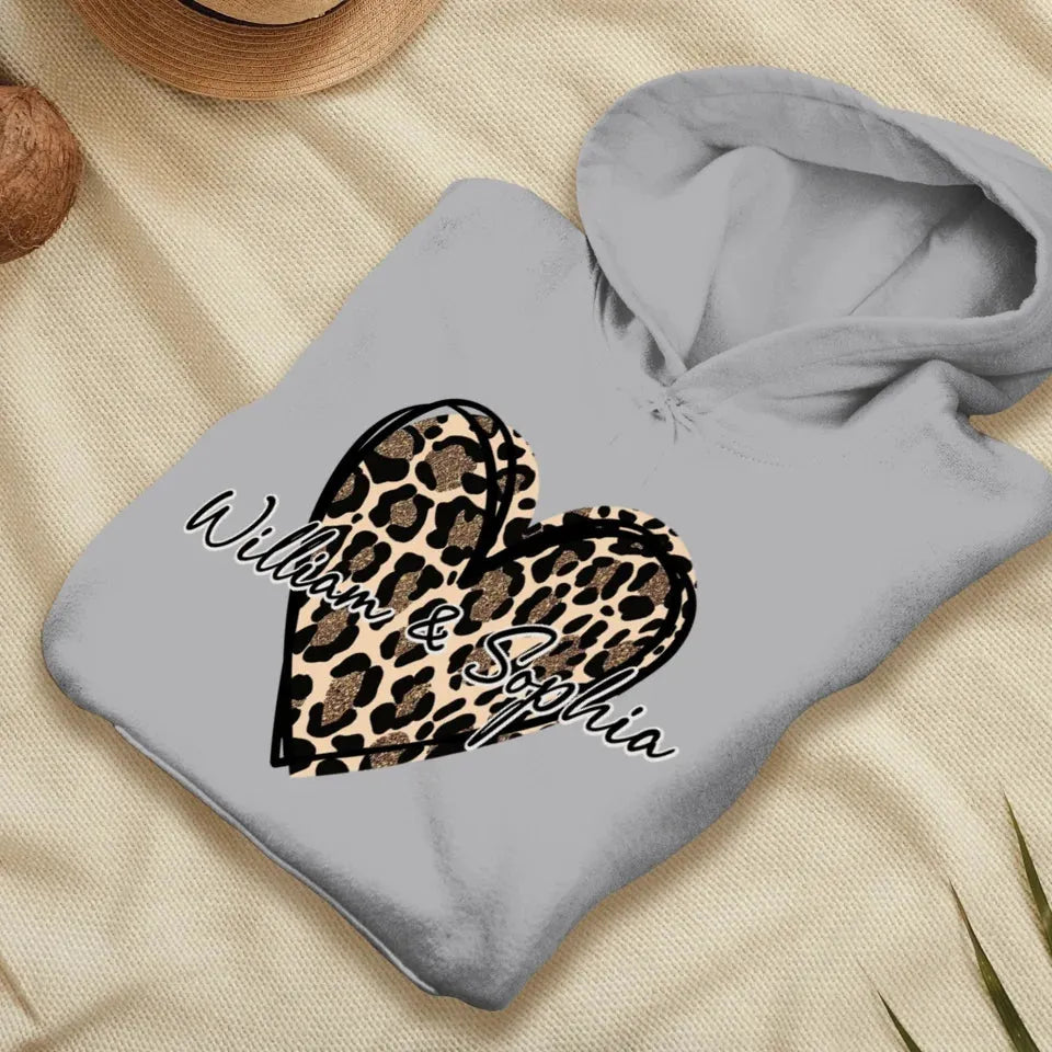 Heart Leopard, A Passionate Love For The Majestic & Powerful - Personalized Gifts For Couple - Unisex Hoodie