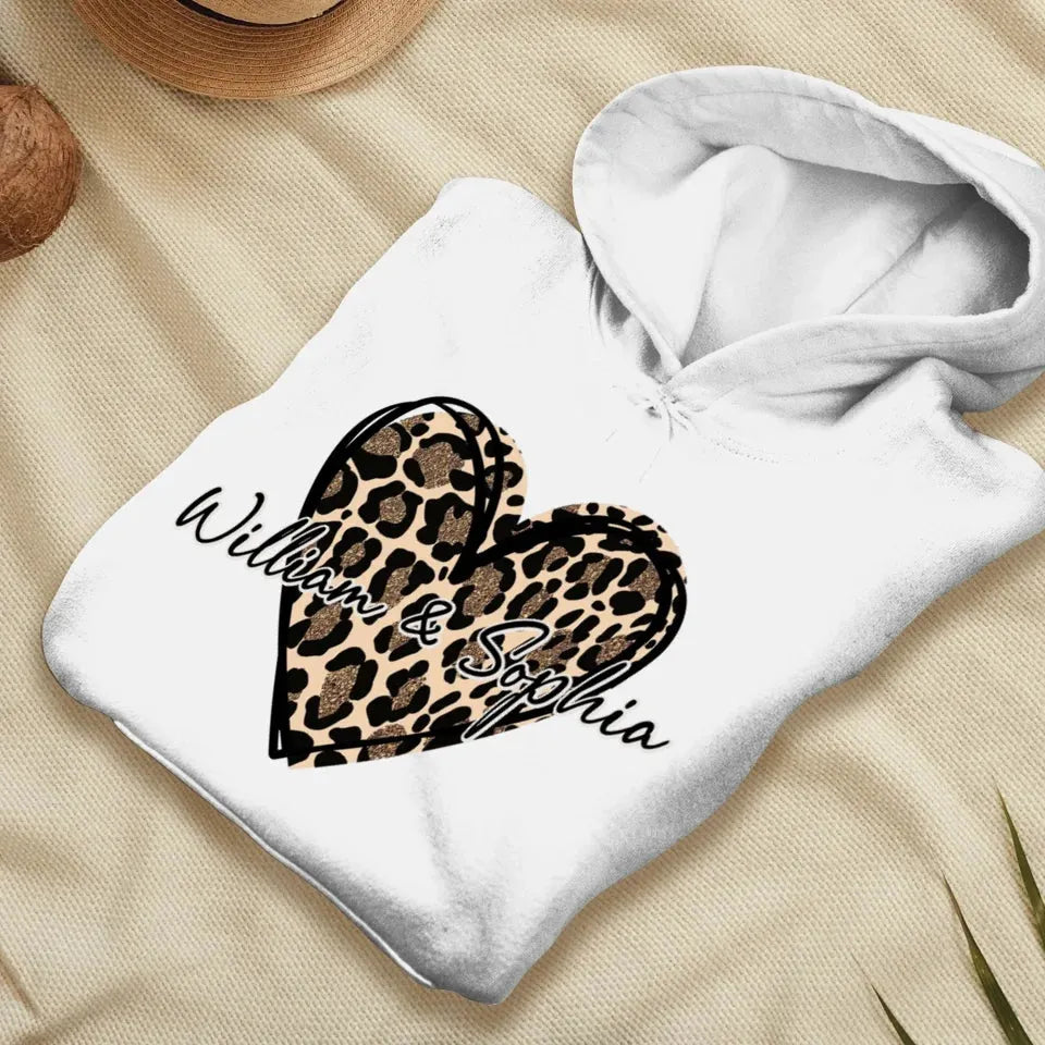 Heart Leopard, A Passionate Love For The Majestic & Powerful - Personalized Gifts For Couple - Unisex Hoodie