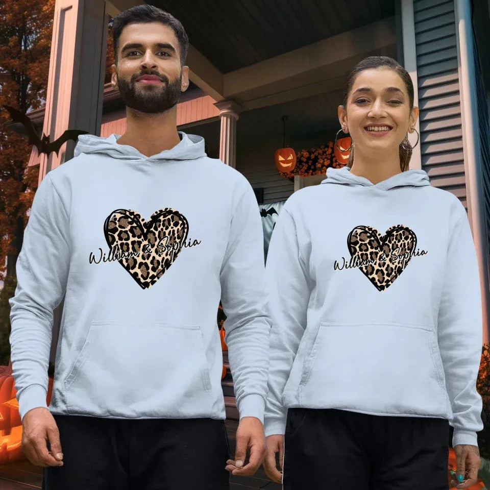 Heart Leopard, A Passionate Love For The Majestic & Powerful - Personalized Gifts For Couple - Unisex Hoodie