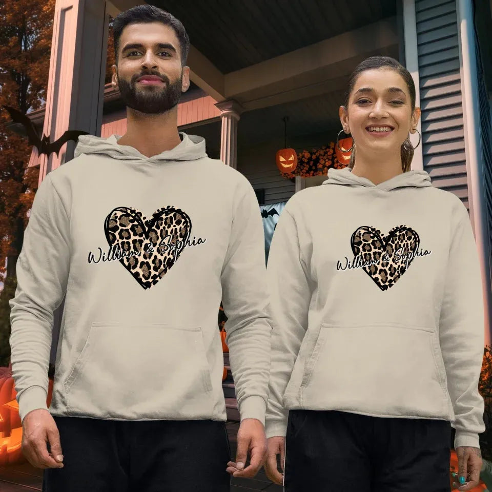 Heart Leopard, A Passionate Love For The Majestic & Powerful - Personalized Gifts For Couple - Unisex Hoodie