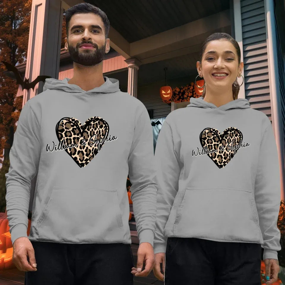 Heart Leopard, A Passionate Love For The Majestic & Powerful - Personalized Gifts For Couple - Unisex Hoodie