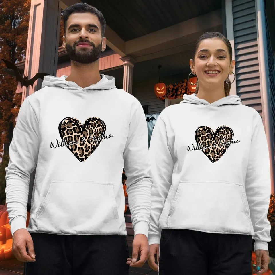 Heart Leopard, A Passionate Love For The Majestic & Powerful - Personalized Gifts For Couple - Unisex Hoodie