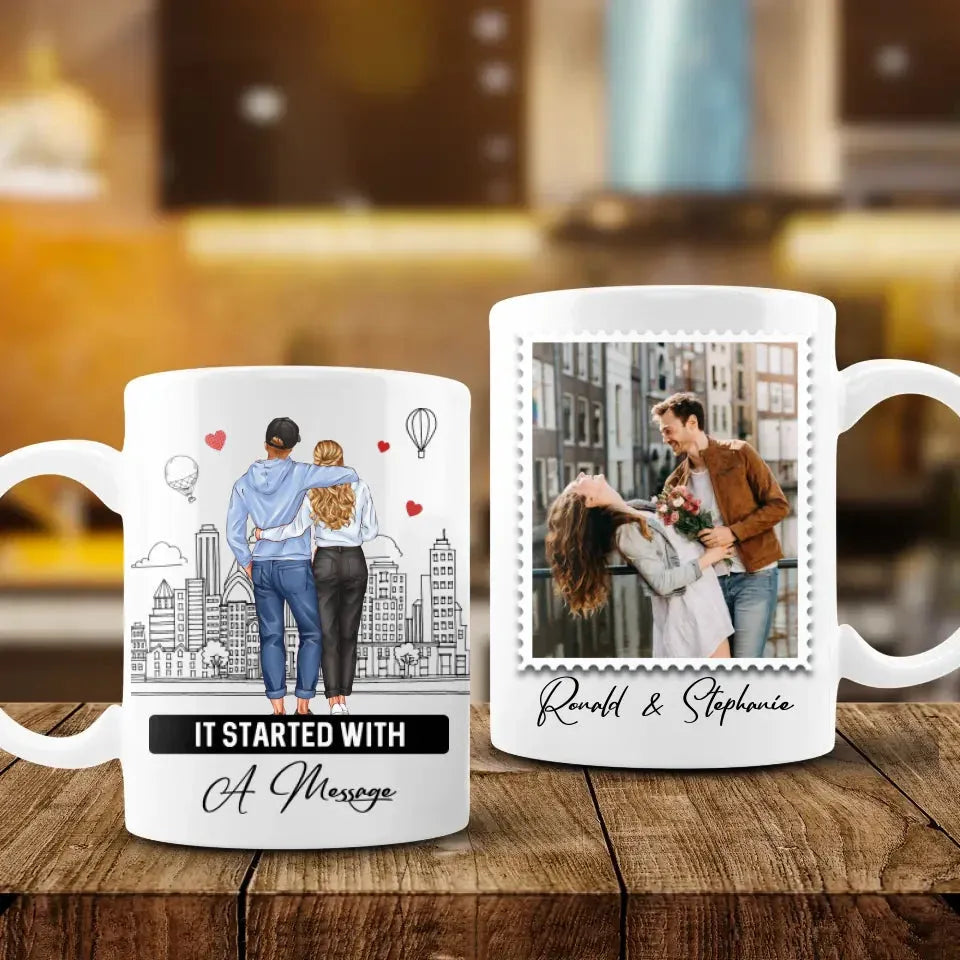 It Started With A Message - Personalized Gifts For Couples - Mug