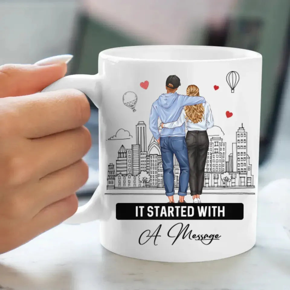 It Started With A Message - Personalized Gifts For Couples - Mug