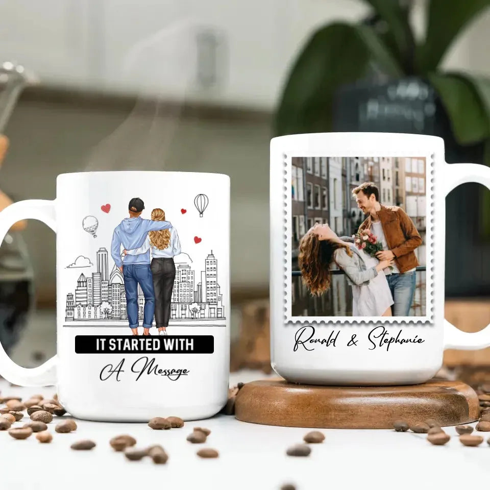 It Started With A Message - Personalized Gifts For Couples - Mug