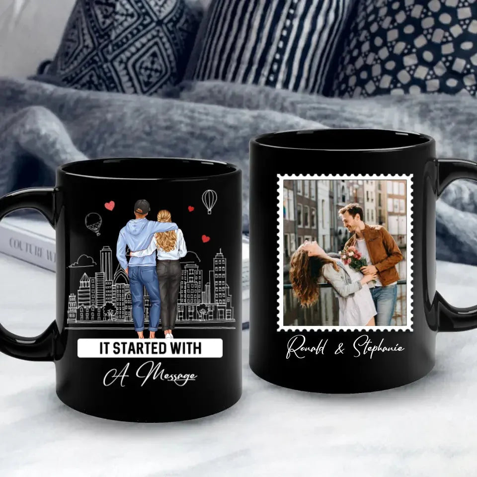 It Started With A Message - Personalized Gifts For Couples - Mug