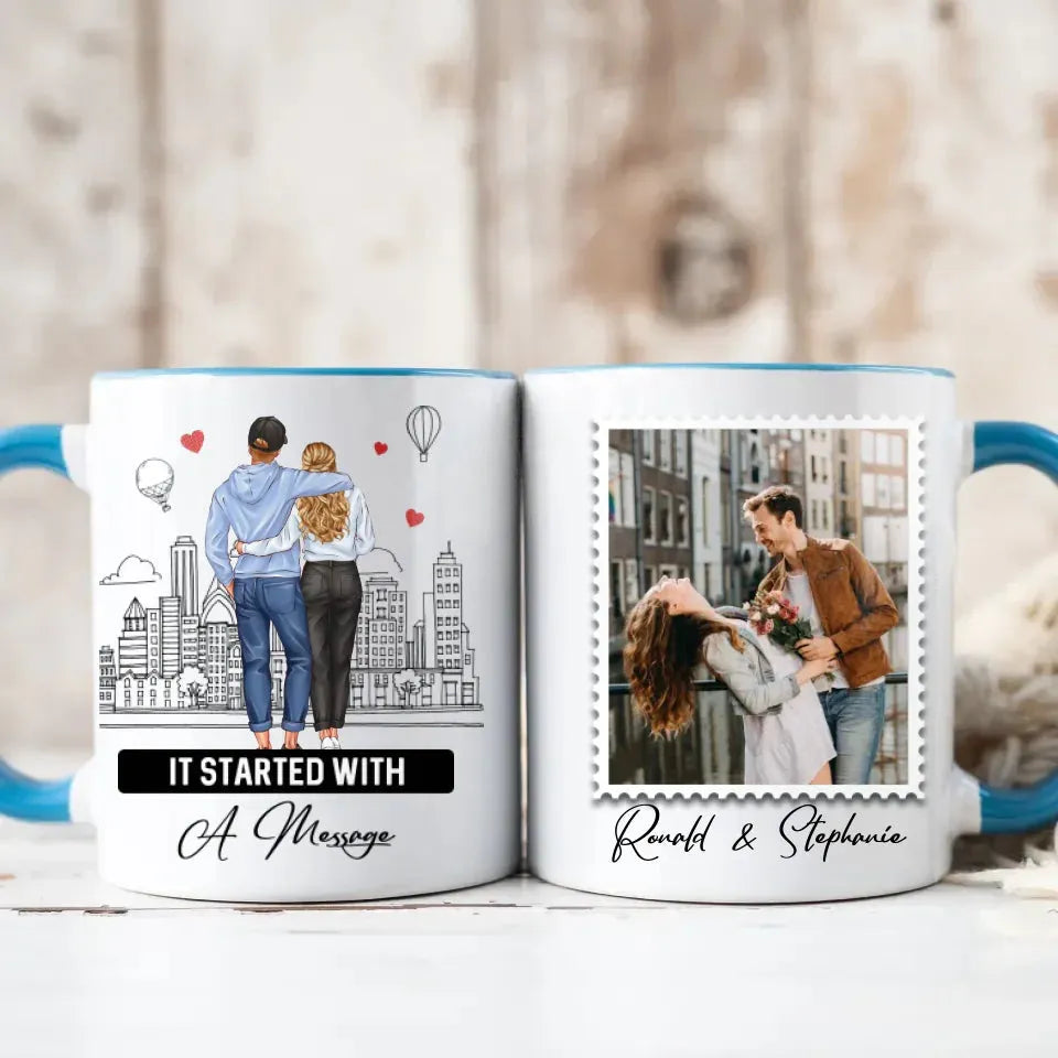 It Started With A Message - Personalized Gifts For Couples - Mug