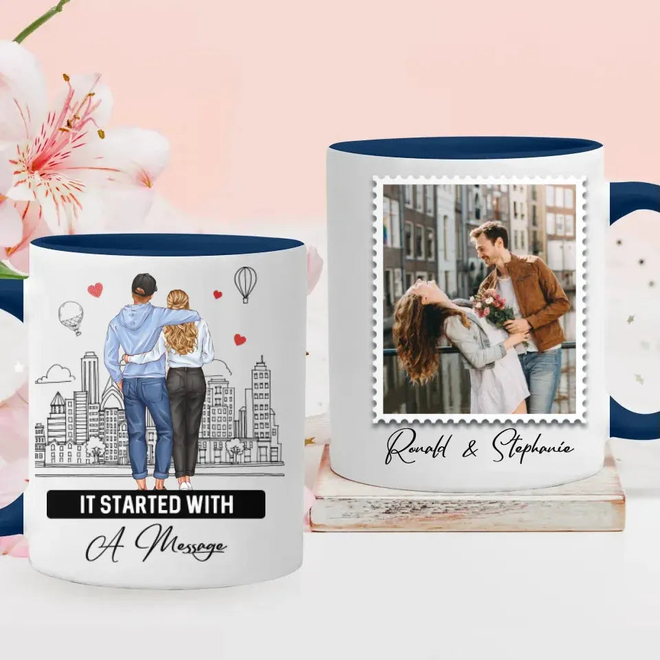 It Started With A Message - Personalized Gifts For Couples - Mug