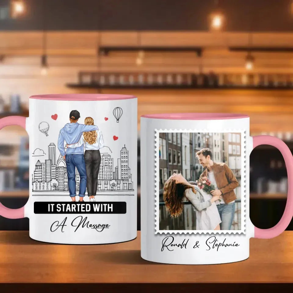 It Started With A Message - Personalized Gifts For Couples - Mug