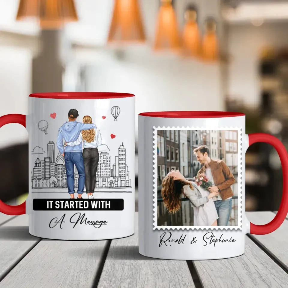 It Started With A Message - Personalized Gifts For Couples - Mug