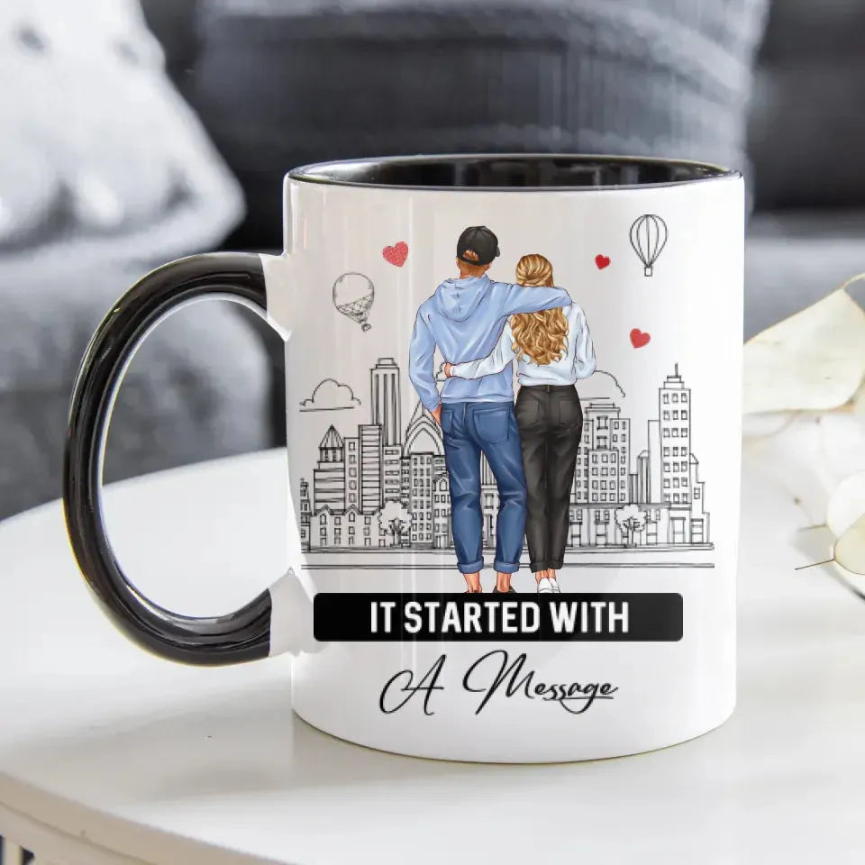 It Started With A Message - Personalized Gifts For Couples - Mug