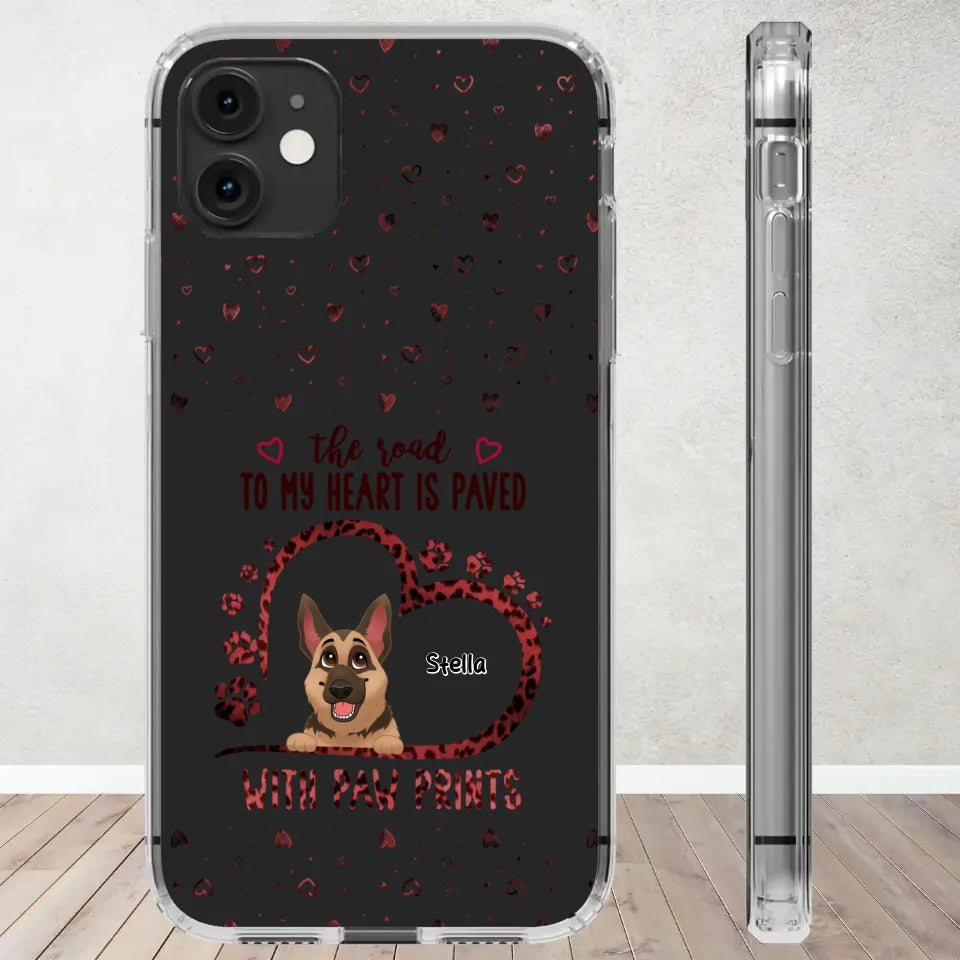 The Road To My Heart Is Paved With Paw Prints - Custom Name - Personalized Gifts For Dog Lovers - Samsung Clear Phone Case