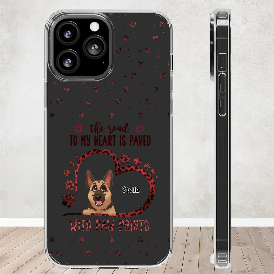 The Road To My Heart Is Paved With Paw Prints - Custom Name - Personalized Gifts For Dog Lovers - Samsung Clear Phone Case