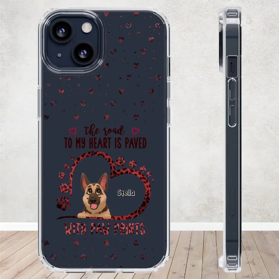 The Road To My Heart Is Paved With Paw Prints - Custom Name - Personalized Gifts For Dog Lovers - Samsung Clear Phone Case