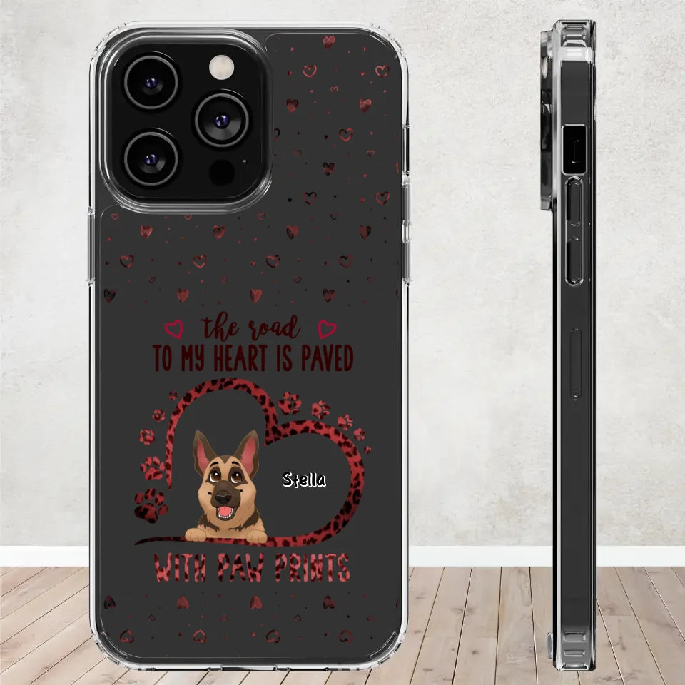 The Road To My Heart Is Paved With Paw Prints - Custom Name - Personalized Gifts For Dog Lovers - Samsung Clear Phone Case