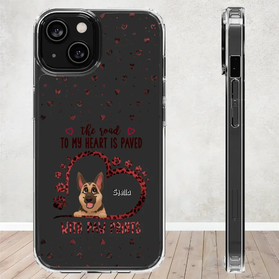 The Road To My Heart Is Paved With Paw Prints - Custom Name - Personalized Gifts For Dog Lovers - Samsung Clear Phone Case