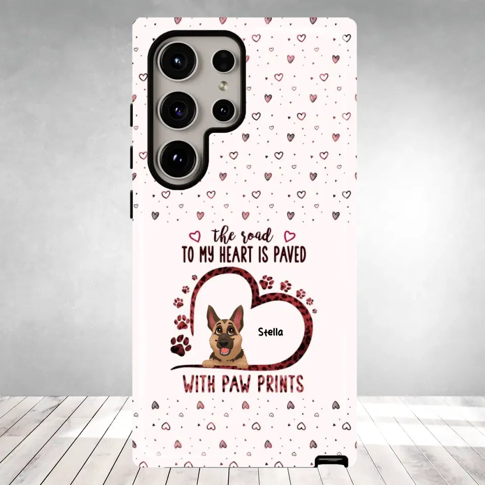 The Road To My Heart Is Paved With Paw Prints - Custom Name - Personalized Gifts For Dog Lovers - Samsung Clear Phone Case