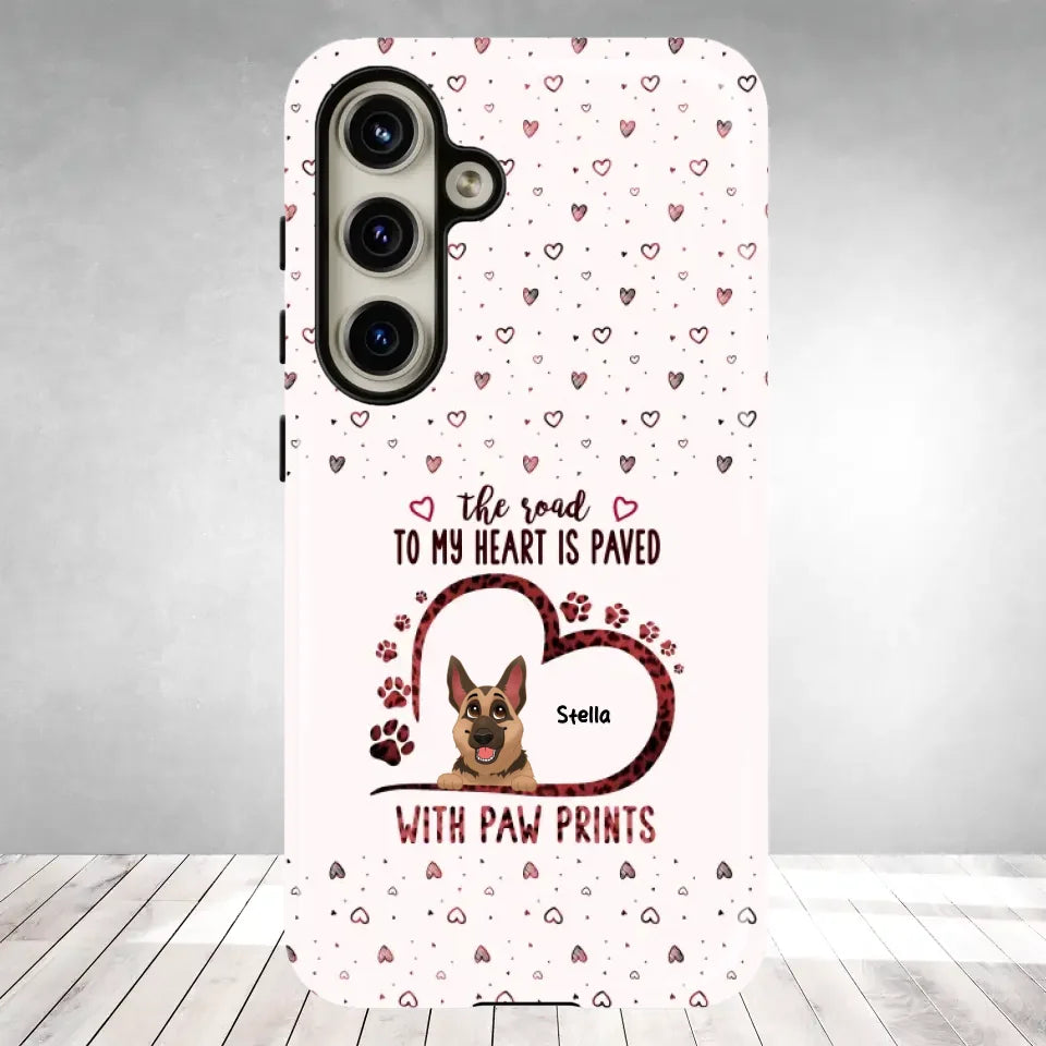 The Road To My Heart Is Paved With Paw Prints - Custom Name - Personalized Gifts For Dog Lovers - Samsung Clear Phone Case