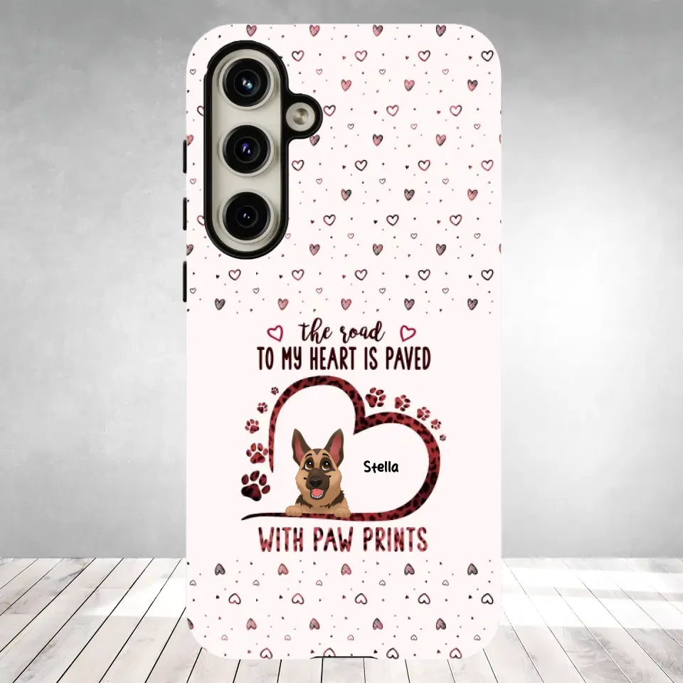 The Road To My Heart Is Paved With Paw Prints - Custom Name - Personalized Gifts For Dog Lovers - Samsung Clear Phone Case