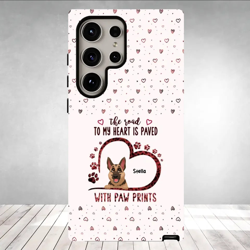 The Road To My Heart Is Paved With Paw Prints - Custom Name - Personalized Gifts For Dog Lovers - Samsung Clear Phone Case