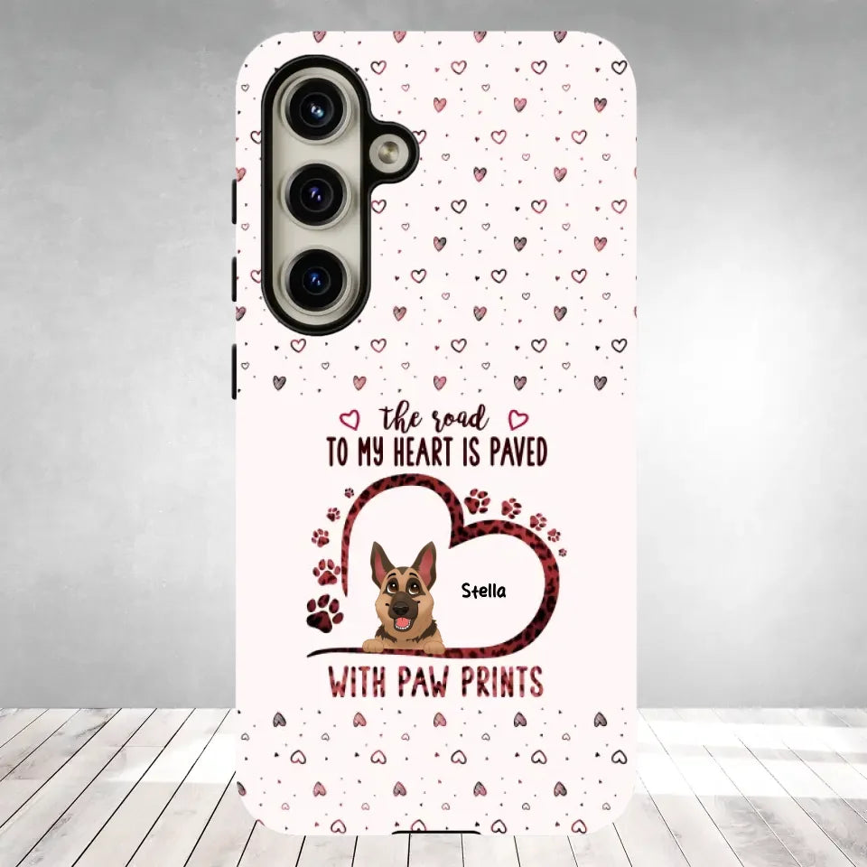 The Road To My Heart Is Paved With Paw Prints - Custom Name - Personalized Gifts For Dog Lovers - Samsung Clear Phone Case