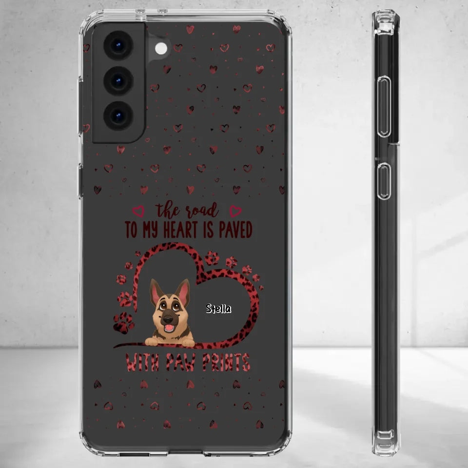 The Road To My Heart Is Paved With Paw Prints - Custom Name - Personalized Gifts For Dog Lovers - iPhone Clear Phone Case