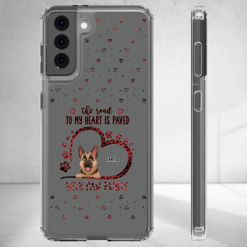 The Road To My Heart Is Paved With Paw Prints - Custom Name - Personalized Gifts For Dog Lovers - iPhone Clear Phone Case