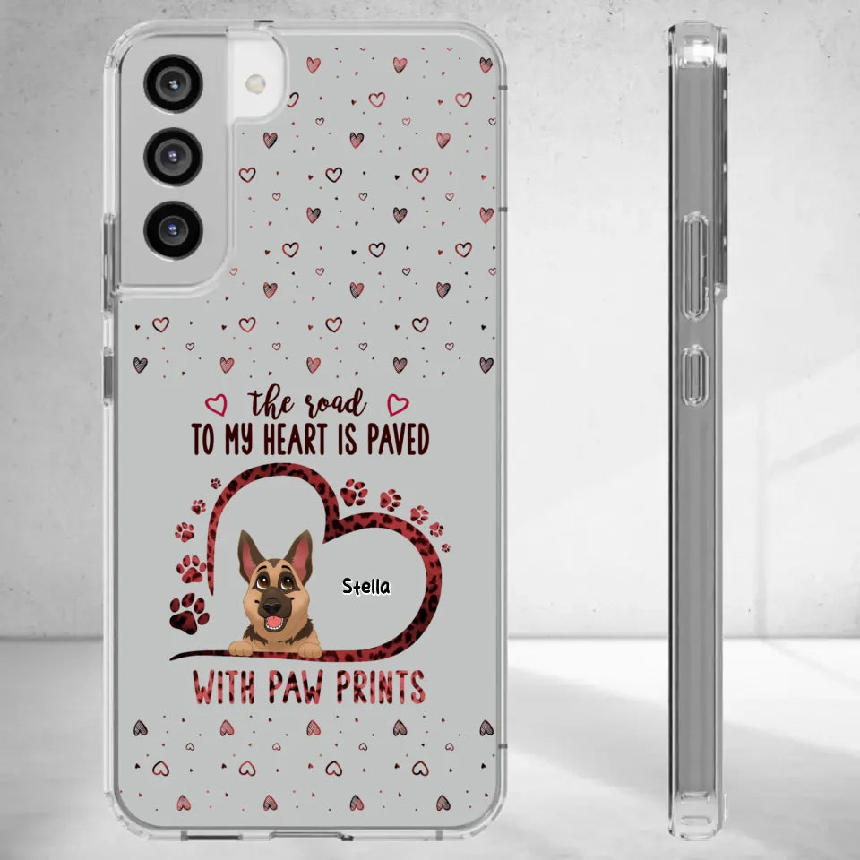 The Road To My Heart Is Paved With Paw Prints - Custom Name - Personalized Gifts For Dog Lovers - iPhone Clear Phone Case