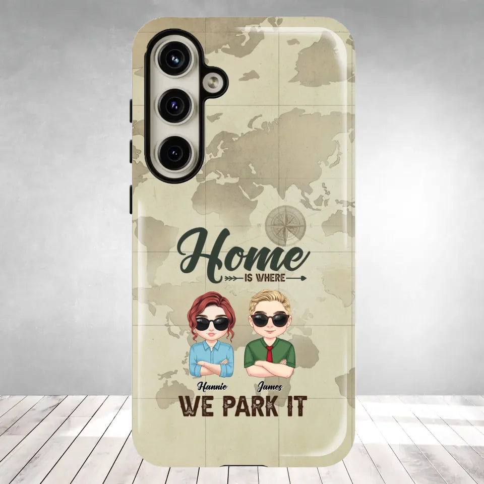 Our Home Is Where We Park It - Custom Name - Personalized Gifts For Couple - Samsung Tough Phone Case