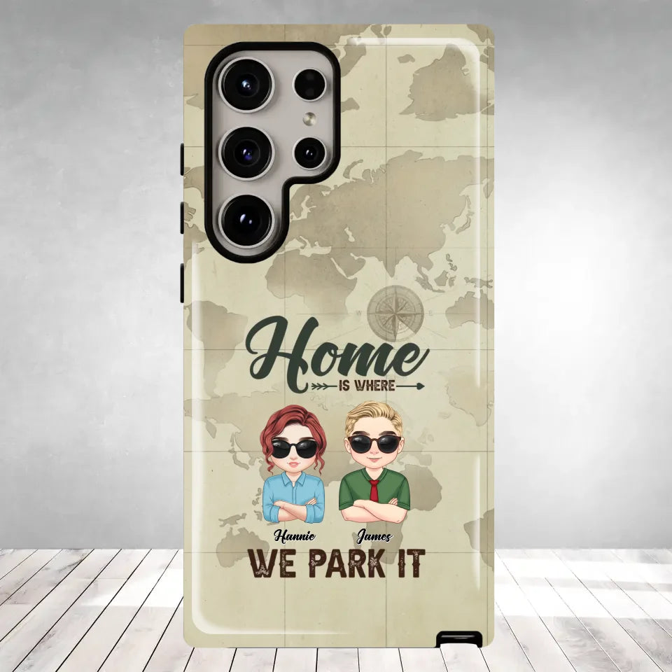 Our Home Is Where We Park It - Custom Name - Personalized Gifts For Couple - Samsung Tough Phone Case