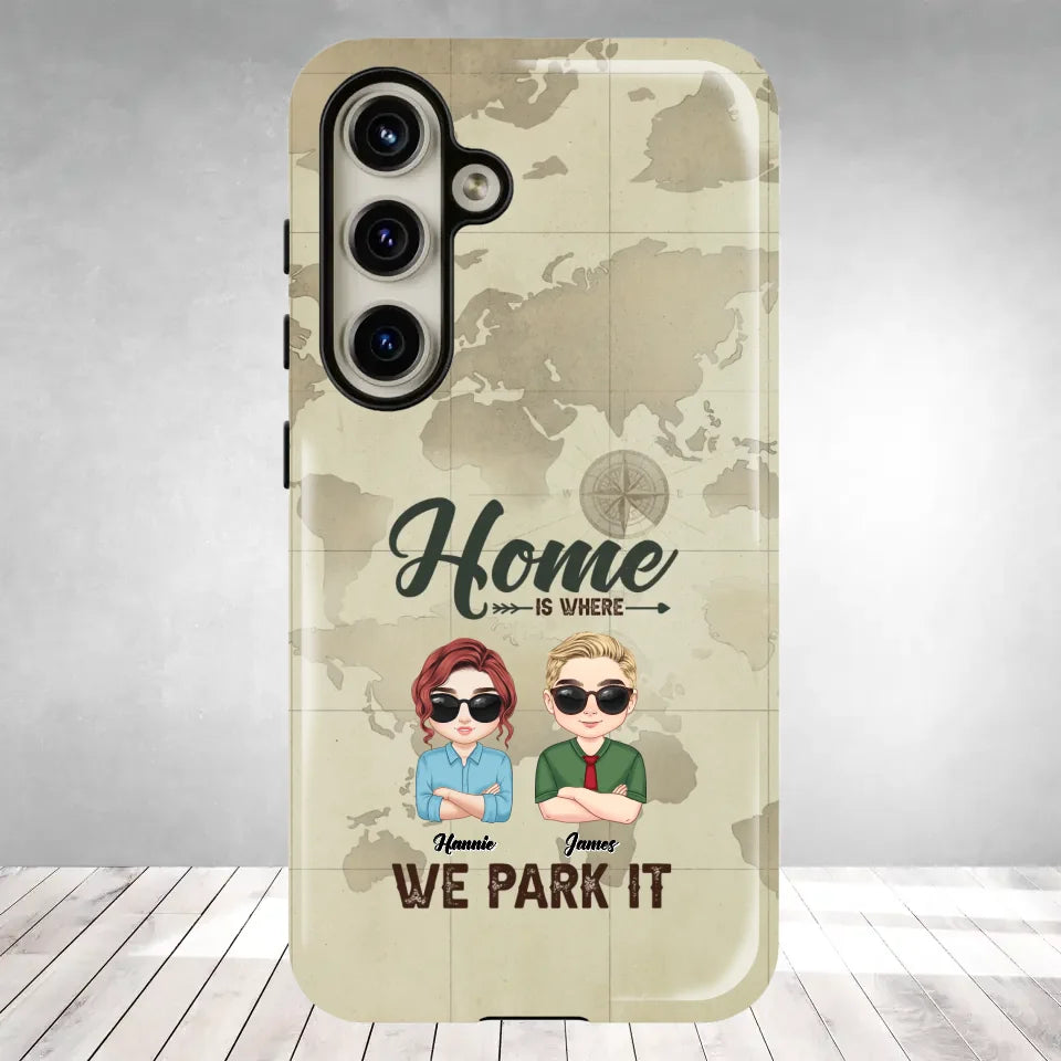 Our Home Is Where We Park It - Custom Name - Personalized Gifts For Couple - Samsung Tough Phone Case