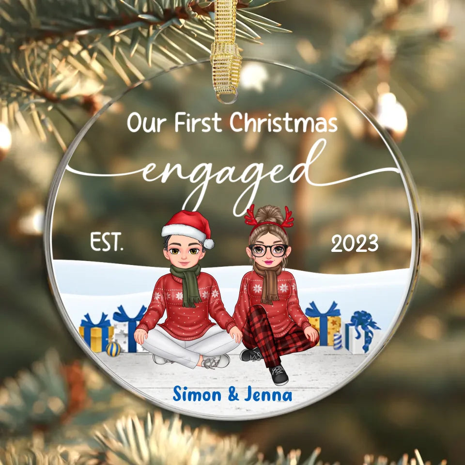 Cartoon Our First Christmas Married - Personalized Gifts For Couple - Ornament