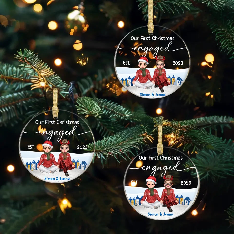 Cartoon Our First Christmas Married - Personalized Gifts For Couple - Ornament