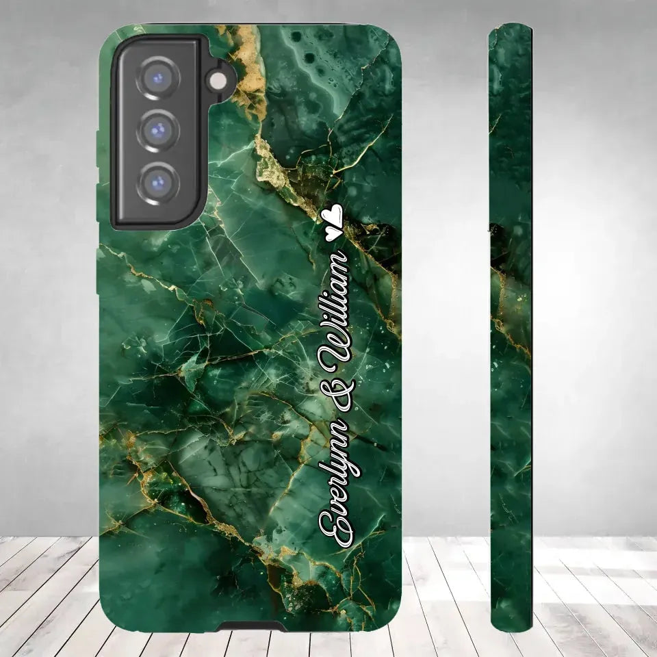 Heart-Themed Background Combined Names Of Loving Couples - Personalized Gifts For Couples - Tough Phone Case