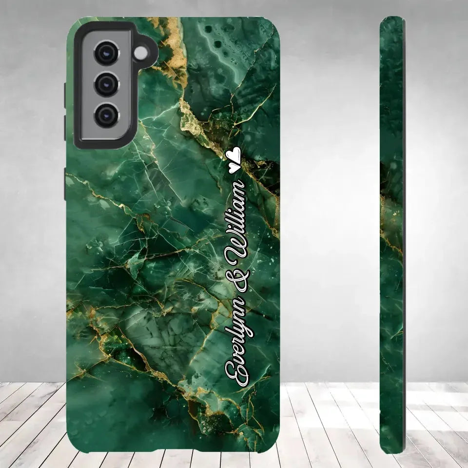 Heart-Themed Background Combined Names Of Loving Couples - Personalized Gifts For Couples - Tough Phone Case