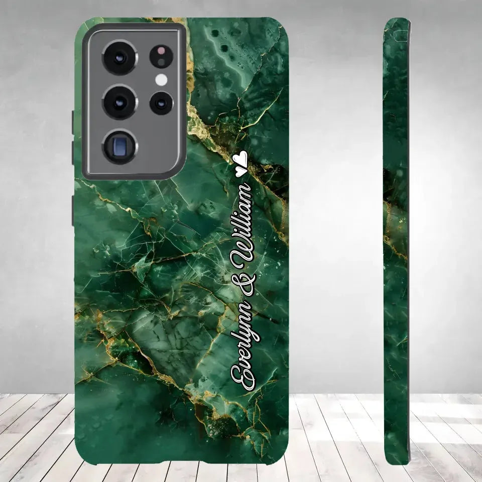 Heart-Themed Background Combined Names Of Loving Couples - Personalized Gifts For Couples - Tough Phone Case