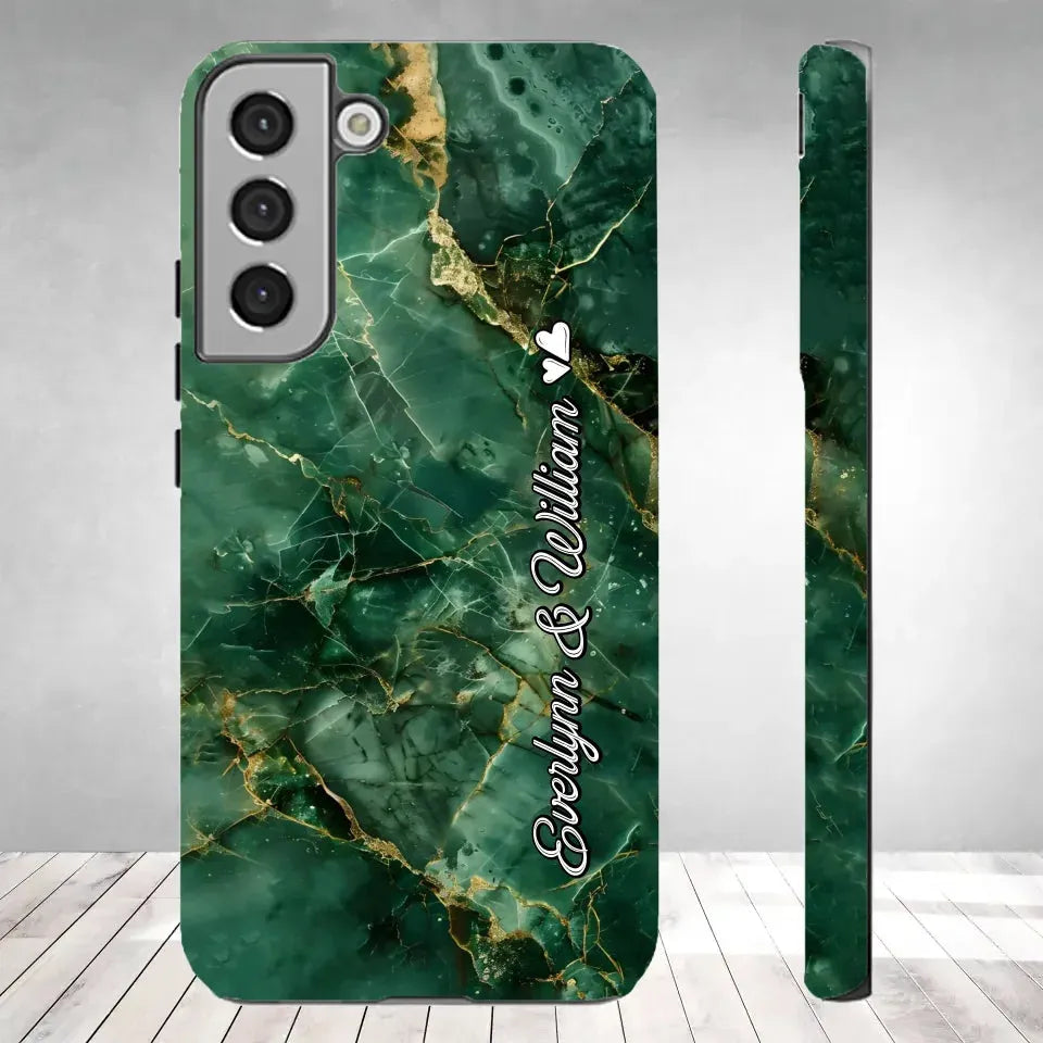 Heart-Themed Background Combined Names Of Loving Couples - Personalized Gifts For Couples - Tough Phone Case