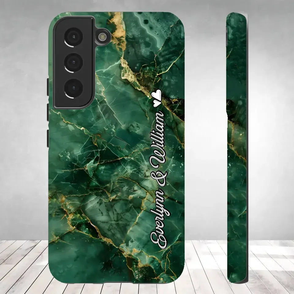 Heart-Themed Background Combined Names Of Loving Couples - Personalized Gifts For Couples - Tough Phone Case