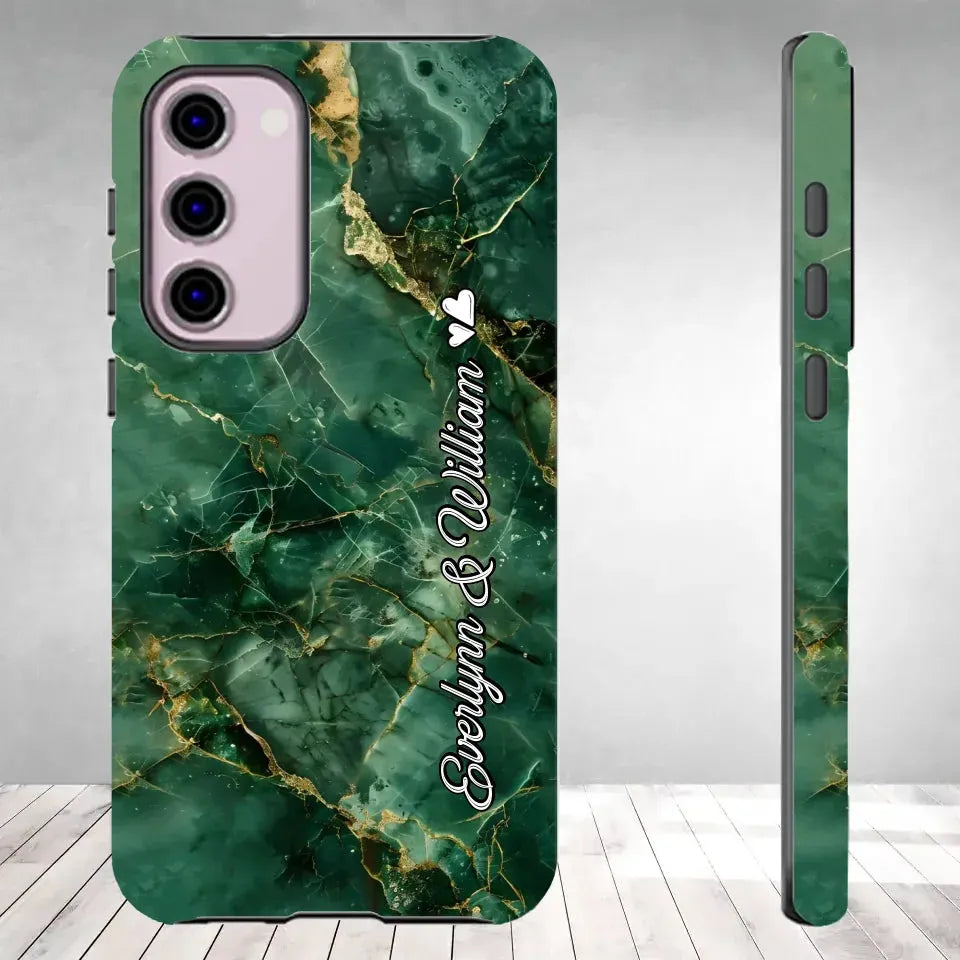 Heart-Themed Background Combined Names Of Loving Couples - Personalized Gifts For Couples - Tough Phone Case