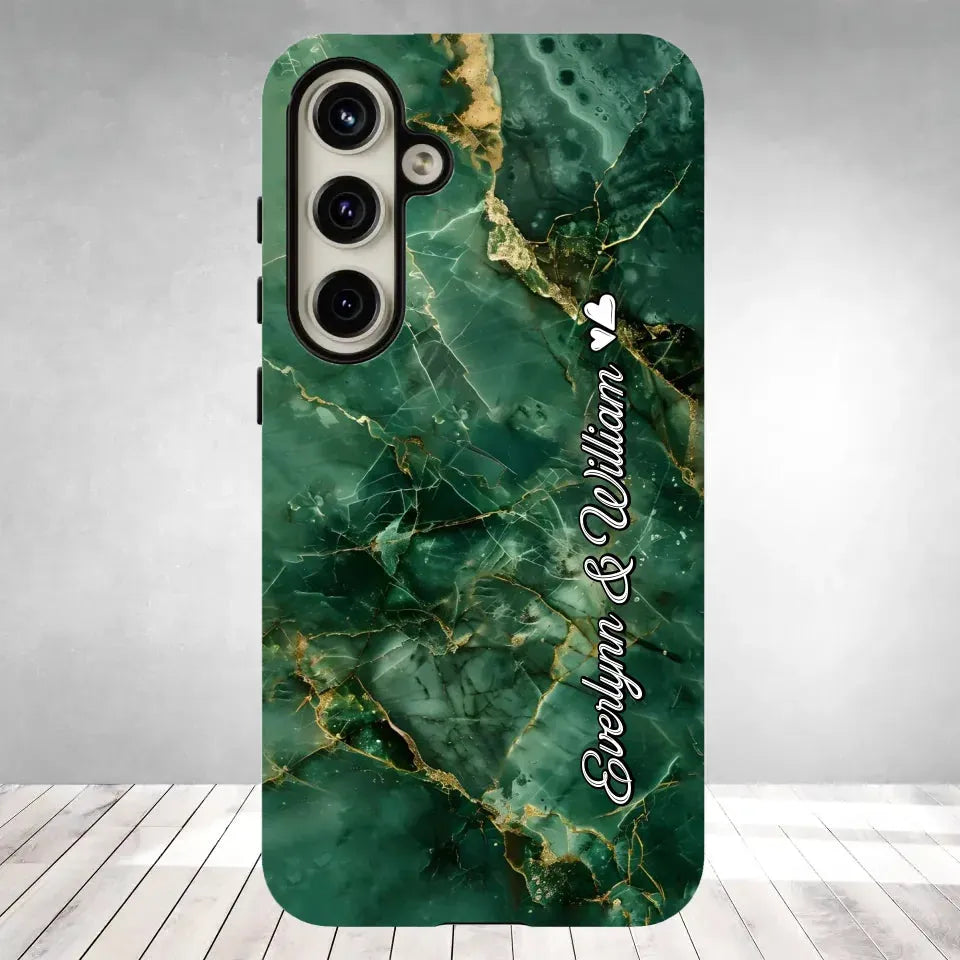 Heart-Themed Background Combined Names Of Loving Couples - Personalized Gifts For Couples - Tough Phone Case