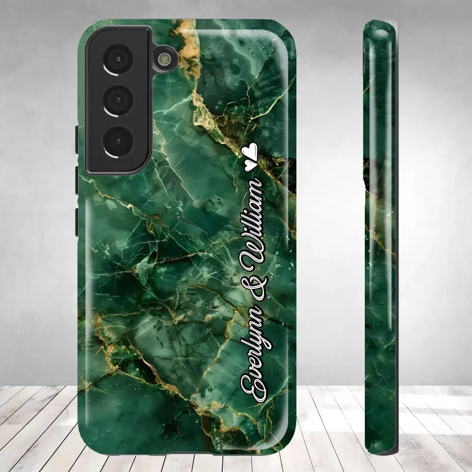 Heart-Themed Background Combined Names Of Loving Couples - Personalized Gifts For Couples - Tough Phone Case