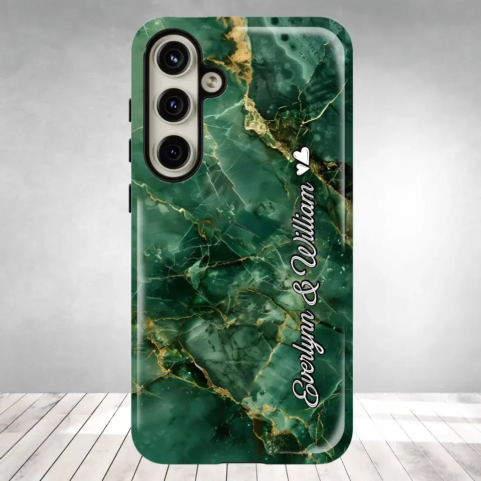 Heart-Themed Background Combined Names Of Loving Couples - Personalized Gifts For Couples - Tough Phone Case