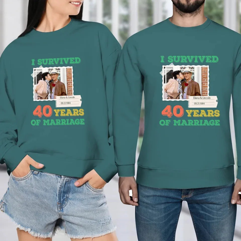 I Survived Years Of Marriage For Couple - Personalized Gifts For Couples - Unisex Sweater