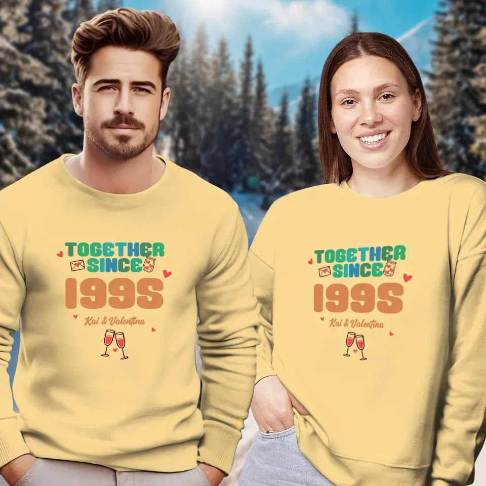 Together Since Retro Colors - Personalized Gifts For Couples - Unisex Sweater