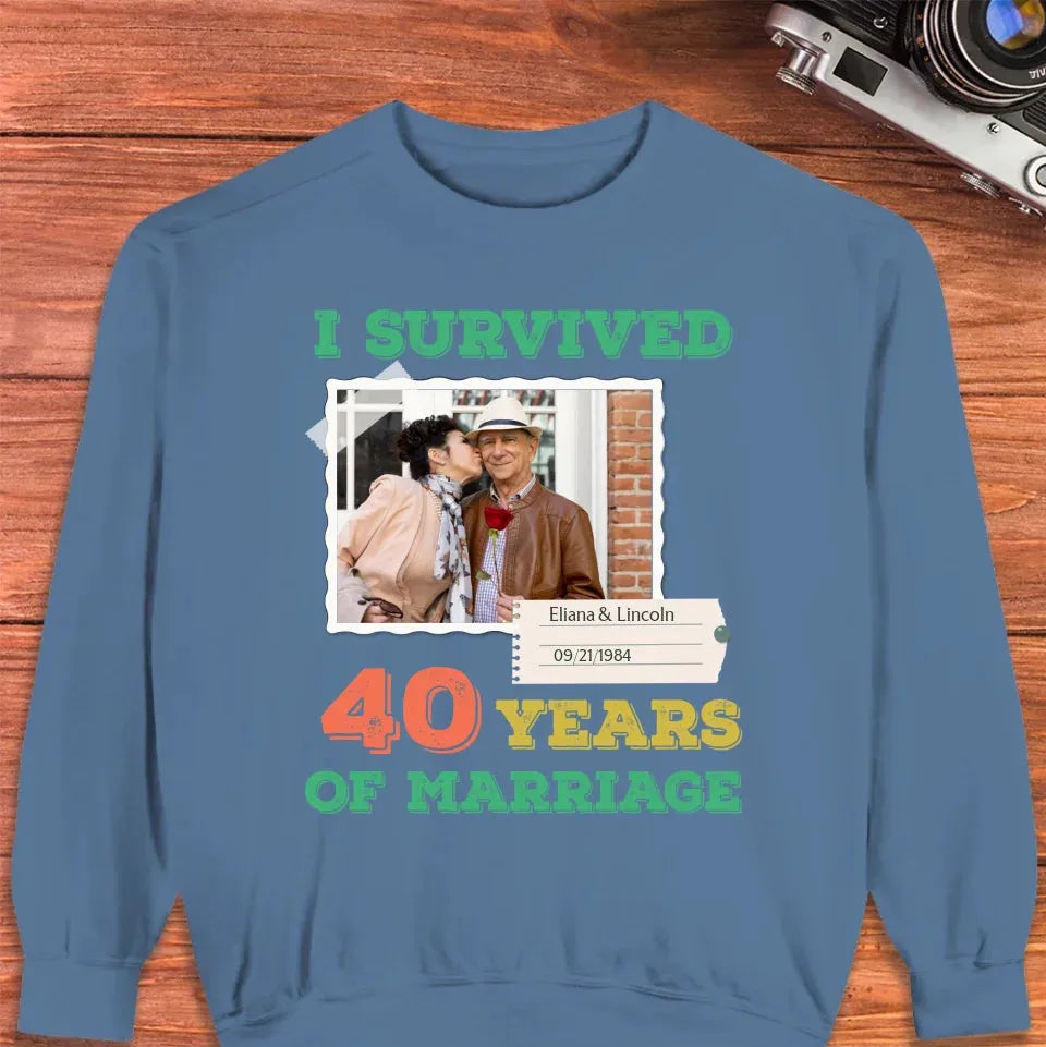 I Survived Years Of Marriage For Couple - Personalized Gifts For Couples - Unisex Sweater