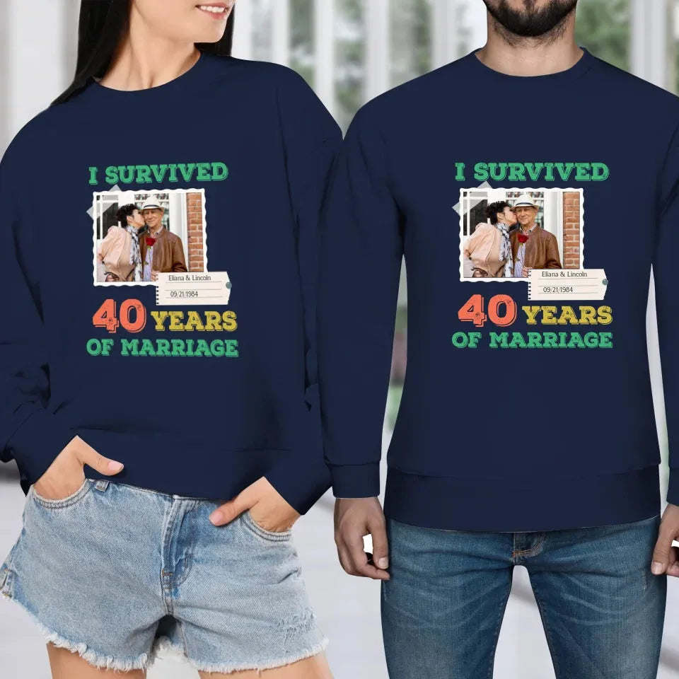 I Survived Years Of Marriage For Couple - Personalized Gifts For Couples - Unisex Sweater