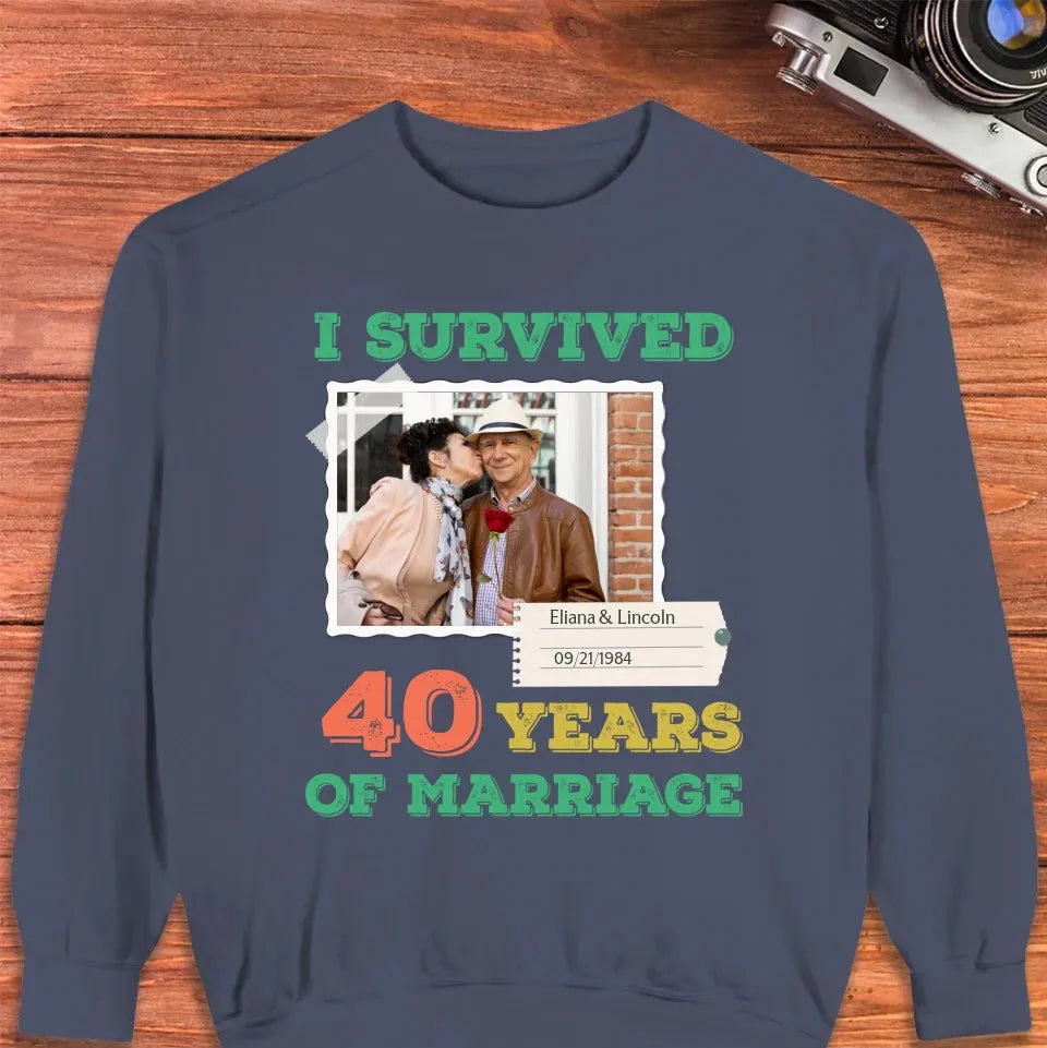 I Survived Years Of Marriage For Couple - Personalized Gifts For Couples - Unisex Sweater