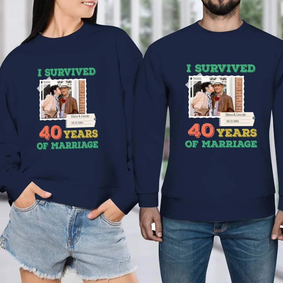 I Survived Years Of Marriage For Couple - Personalized Gifts For Couples - Unisex Sweater