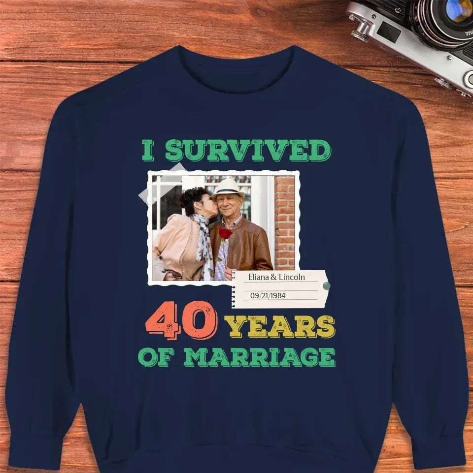 I Survived Years Of Marriage For Couple - Personalized Gifts For Couples - Unisex Sweater