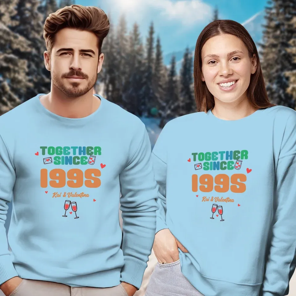 Together Since Retro Colors - Personalized Gifts For Couples - Unisex Sweater